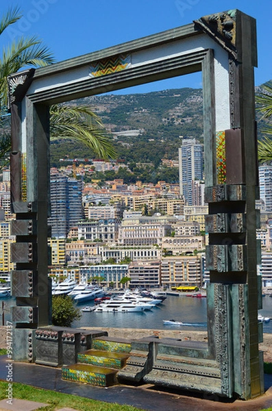 Obraz monaco harbour looking through frame