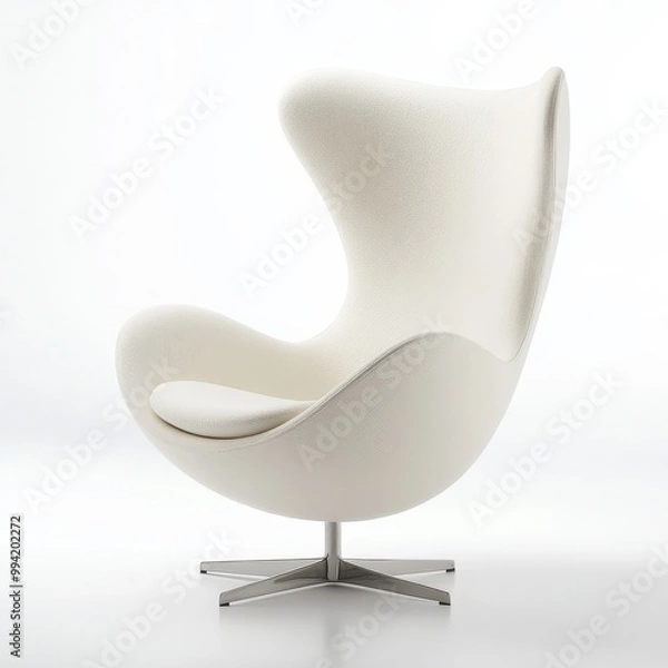 Fototapeta A stunning Jacobsen style Egg chair in pristine white perfect for modern living spaces