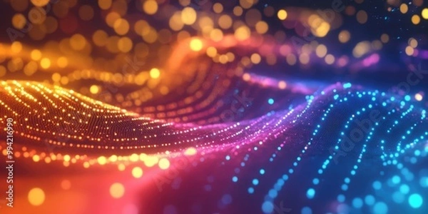 Fototapeta Abstract background featuring glowing light particles