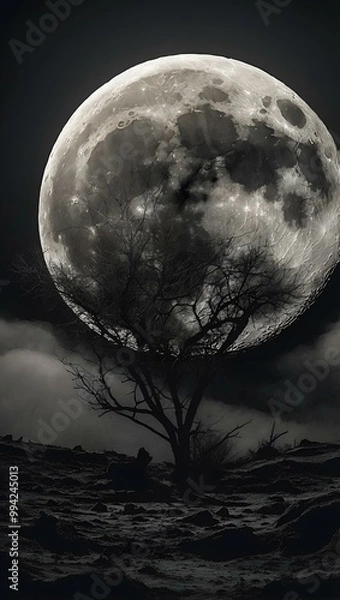 Obraz full moon and clouds