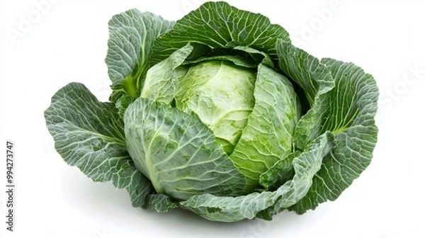 Fototapeta Green cabbage isolated on white backgroundGreen cabbage isolated on white background 