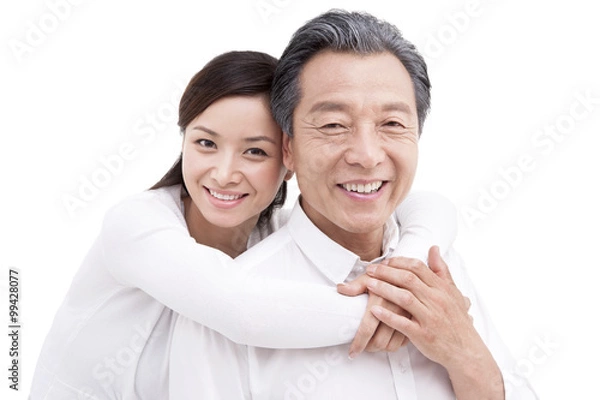 Obraz Portrait of happy daughter and father