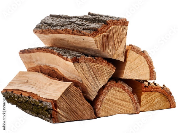 Obraz Chopped wood stack isolated. Firewood chunks