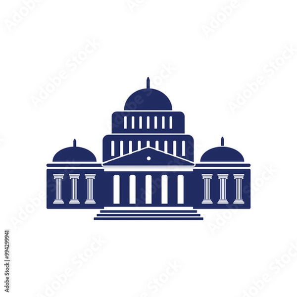 Fototapeta Bank, museum or library icon. Classical architecture building with columns. flat vector illustration easy to edit and customize. . Column pillar parthenon landmark. Vector illustration flat architectu
