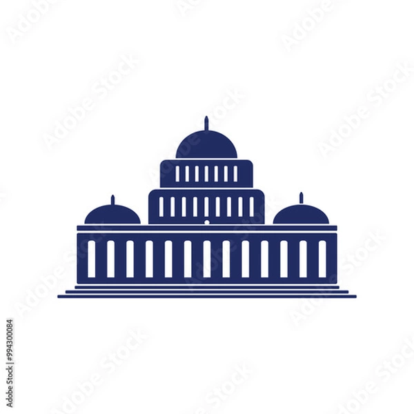 Fototapeta Bank, museum or library icon. Classical architecture building with columns. flat vector illustration easy to edit and customize. . Column pillar parthenon landmark. Vector illustration flat architectu