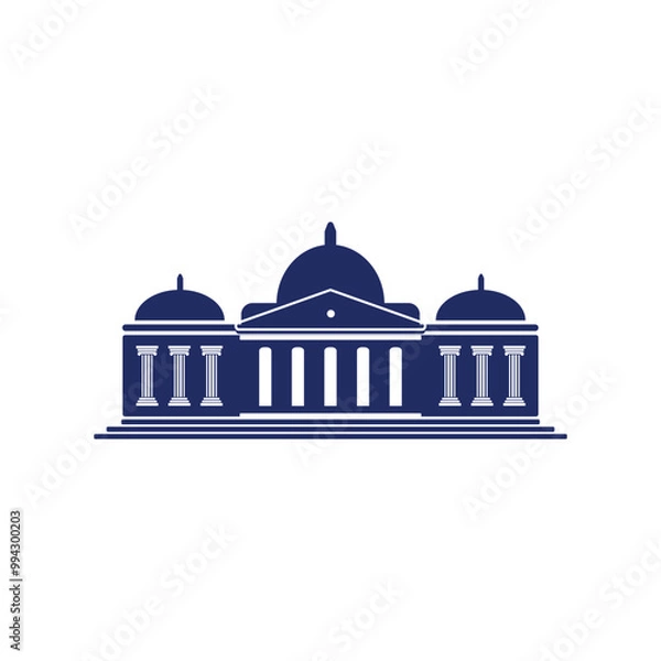 Fototapeta Bank, museum or library icon. Classical architecture building with columns. flat vector illustration easy to edit and customize. . Column pillar parthenon landmark. Vector illustration flat architectu
