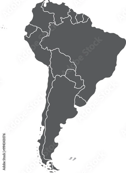 Fototapeta Highlighted map of FALKLAND ISLANDS-MALVINAS inside detailed blank flat political map of South (Latin) American continent on isolated background