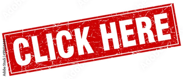 Obraz click here red square grunge stamp on white