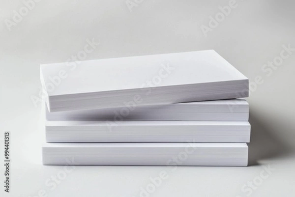 Fototapeta Blank A4 Stacked Paper Mockup isolated created with Generative AI