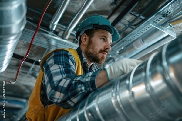 Fototapeta worker in warehouse
