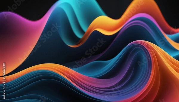 Fototapeta Colorful waves in 3d, dunes in color, geometric waves,background,patterns and abstract art wallpaper