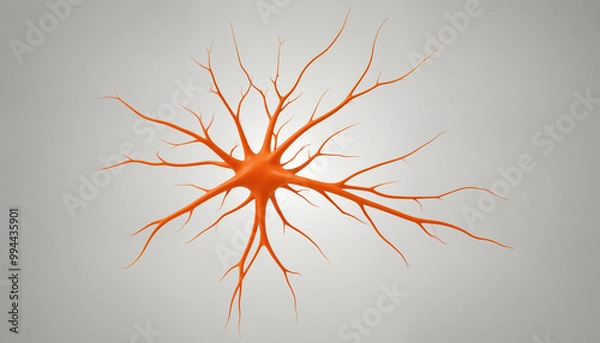 Fototapeta Orange neuron in a laboratory setting,wallpaper art, graphic resources
