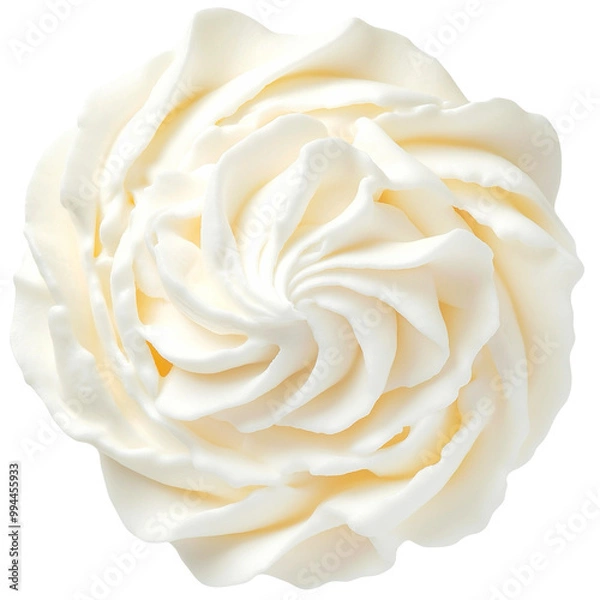Fototapeta Top view of whipped cream rose swirl on a transparent background