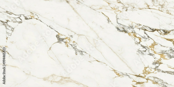 Fototapeta White marble with gold metallic luxury background, white marble texture background ,white carrara statuario marble texture background, calacatta glossy marble with grey streaks.