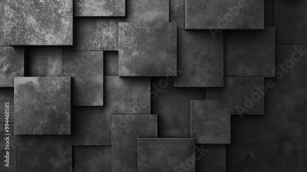 Obraz Modern textured wall design featuring black square tiles arranged in a geometric pattern