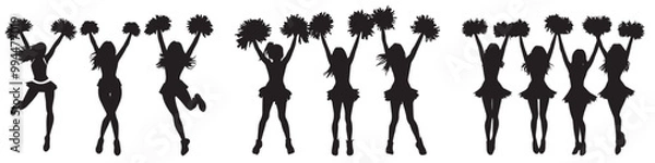 Fototapeta Silhouette of cheer leader performing isolated on white background