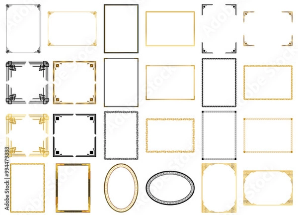 Fototapeta オーナメントフレーム、エレガント、ビンテージ、モダン、フローラル、幾何学、デコレーションのセット06