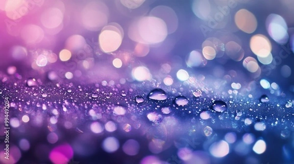 Obraz A beautiful display of colorful droplets and bokeh lights reflecting light in the evening