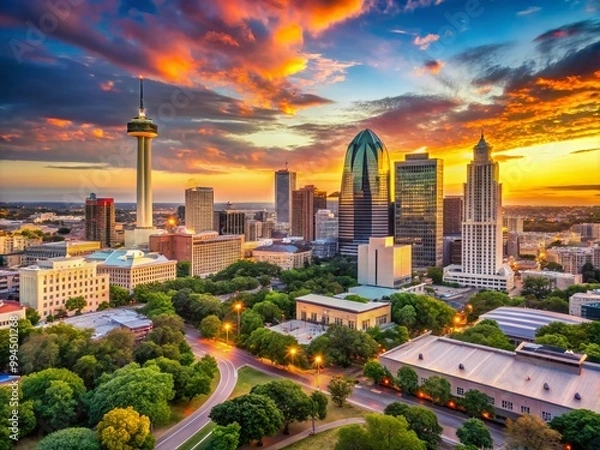 Obraz Stunning San Antonio Future Skyline with Modern Architecture and Vibrant Cityscape at Sunset