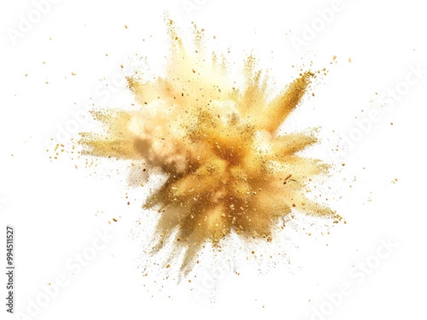 Fototapeta PNG  Golden powder explosion on white
