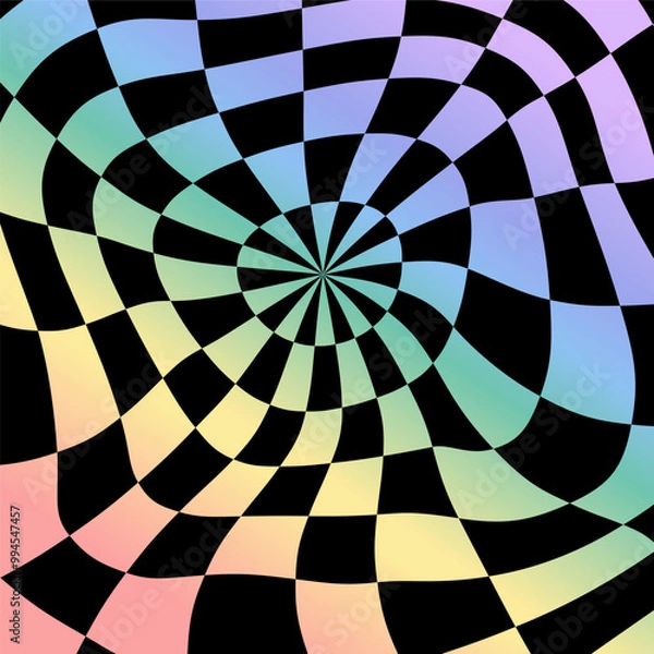 Fototapeta Psychedelic checkerboard rainbow