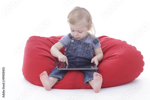 Obraz toddler girl tablet