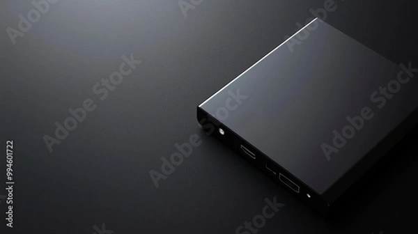 Fototapeta Hard Drive On Smooth Matte Black Surface For Data Storage