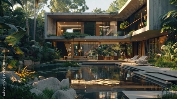 Fototapeta High-tech smart home with integrated AI.