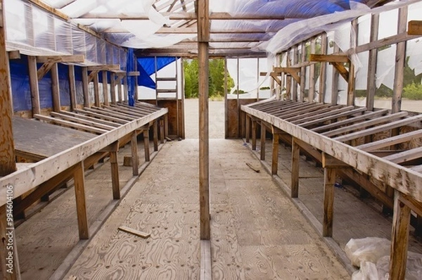 Obraz Abandoned mine drill core shed.