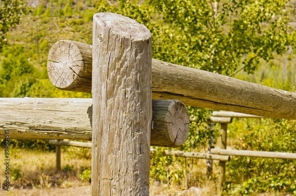 Obraz Horse corral showing corner joint construction.