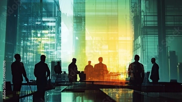 Obraz Business Silhouettes in Urban Environment