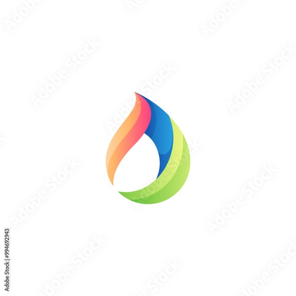 Obraz Oil drop logo with colorful 3d design style