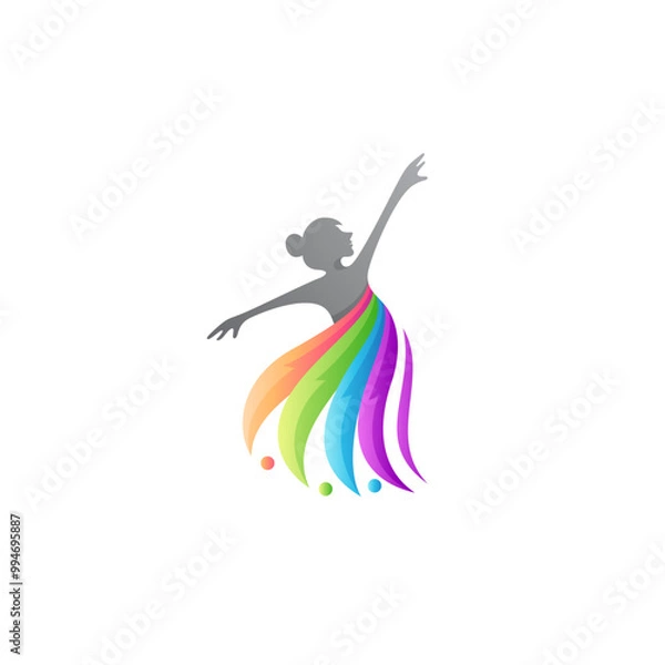 Obraz Female ballet dancer logo in colorful 3d design style