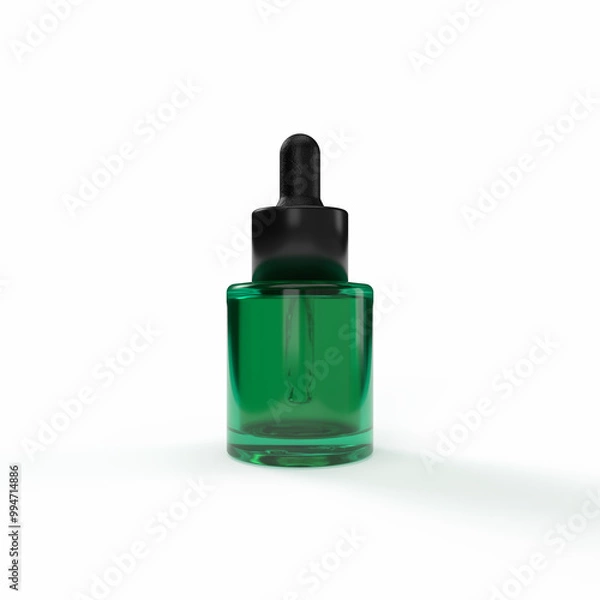 Obraz Green Glass Dropper Bottle isolated. 3D rendering