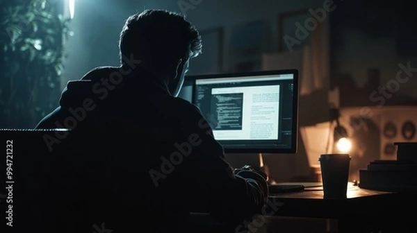 Fototapeta Nighttime Coding Session