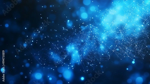 Obraz Bright Blue Abstract Background Featuring Eye-Catching Connected Dot Patterns