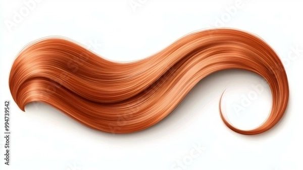 Fototapeta A long red hair with a wavy curl
