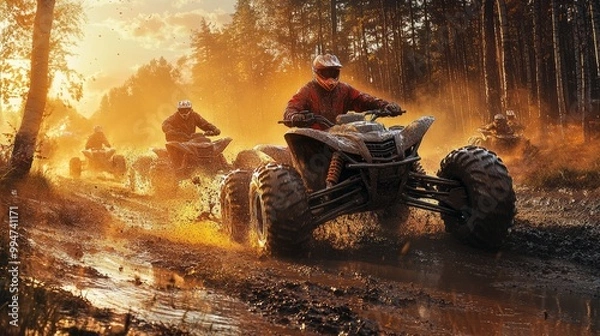 Obraz Action-Packed ATV Adventure in the Woods