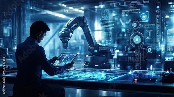 Obraz Advanced Robotics in a High-Tech Environment