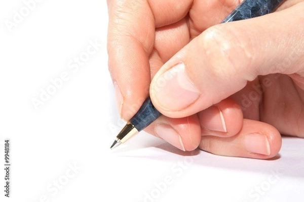 Obraz Hand holding a marbled pen