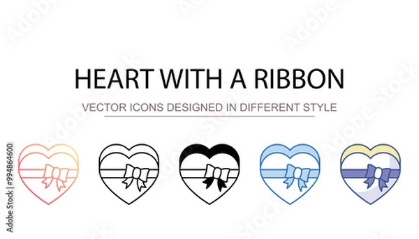 Fototapeta Heart with a ribbon icon design with white background stock illustration
