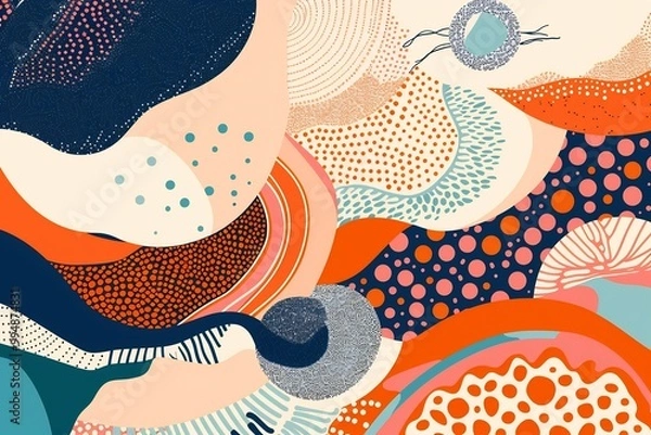Fototapeta Modern abstract vector art intricate tessellations and concentric circles in a vibrant color palette
