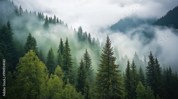 Obraz fog in the mountains