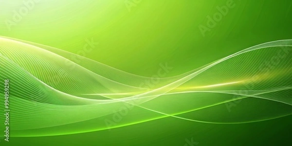 Fototapeta Abstract green and white wavy lines flowing on a soft green background