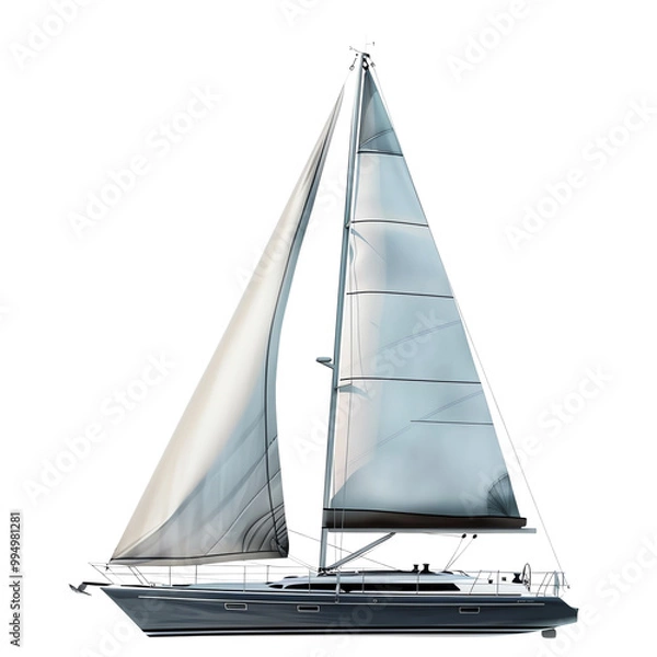 Fototapeta Elegant sailboat with white sails cruising on open water, showcasing maritime beauty and adventure. Perfect for boating and sailing enthusiasts.