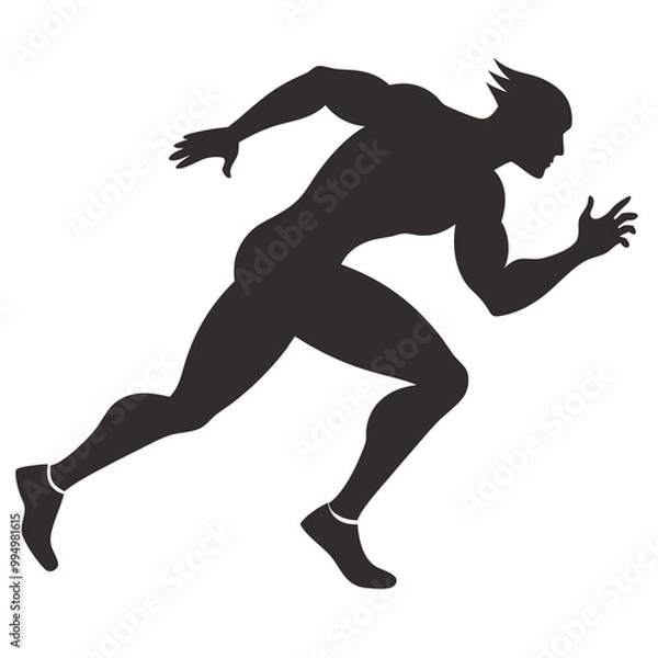 Obraz Muscular sprinter runner start running black silhouette vector illustration