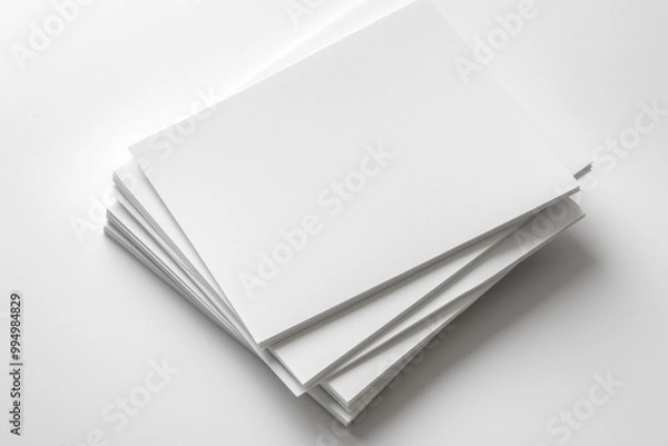 Fototapeta Blank A4 Stacked Paper Mockup isolated created with Generative AI