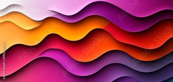 Fototapeta Colorful wave patterns with gradient shades on white background.