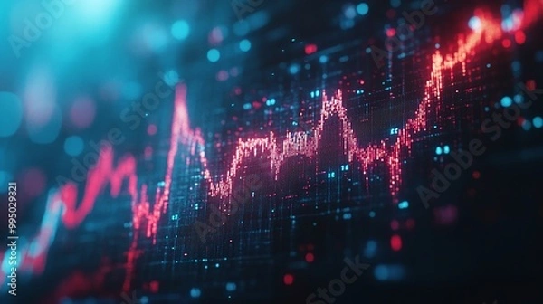 Fototapeta Digital abstract graph with vivid colors depicting data trends and analytics.