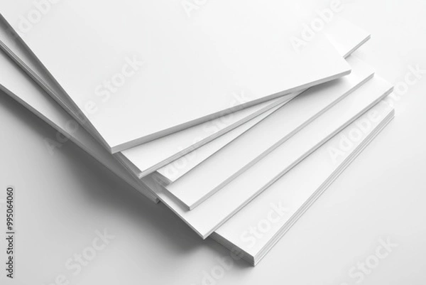 Fototapeta Blank A4 Stacked Paper Mockup isolated created with Generative AI
